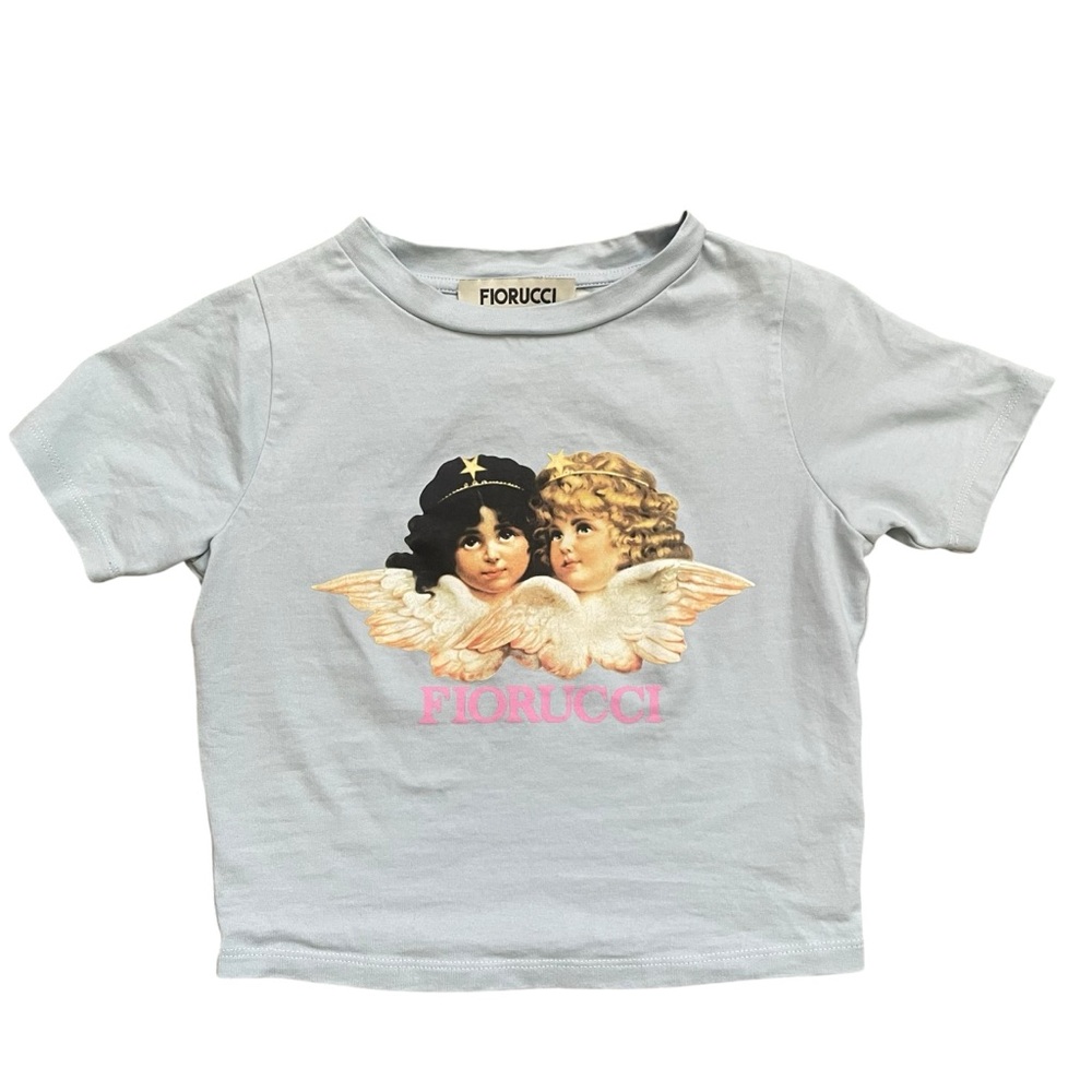 Fiorucci Kids Angel Print T-Shirt - Light Blue